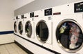 Clothes drying in a laundromat