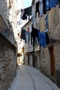 Clothes drying in Mediterranean street Royalty Free Stock Photo