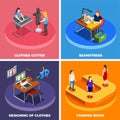 Clothes Factory 4 Isometric Icons Royalty Free Stock Photo