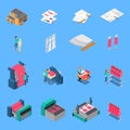 Clothes Factory Isometric Icons Set Royalty Free Stock Photo