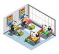 Clothes Factory Seamstress Isometric Composition