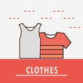 Clothes female and male shirt and sportwear line and fill icon