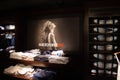 Clothes folded and sorted inside an Abercrombie and Fitch clothing store
