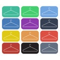 Clothes hanger flat icon set