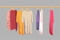 Clothes on hanger flat vector illustration