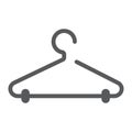 Clothes hanger glyph icon, laundry and wardrobe, rack sign, vector graphics, a solid pattern on a white background. Royalty Free Stock Photo