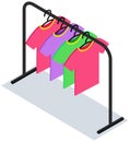 Clothes on hanger icon. Tee-shirts on hanger vector icon for web design isolated on white background Royalty Free Stock Photo