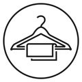 Clothes hanger icon. Round hotel towel symbol