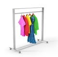 Clothes on hanger rack on a white Royalty Free Stock Photo