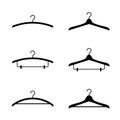 Clothes hanger silhouette icon set black color