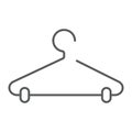 Clothes hanger thin line icon, laundry and wardrobe, rack sign, vector graphics, a linear pattern on a white background. Royalty Free Stock Photo