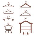 Clothes hanger vector icons set. Regular and specialized