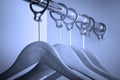 Clothes hangers in blue Royalty Free Stock Photo