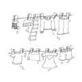 Clothes hanging clothes hanging with clothespins chine coloring humorous children