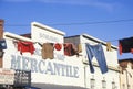 Clothes hanging on line outside Mercantile