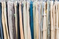 Clothes hanging on a rack in a flea market Royalty Free Stock Photo