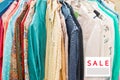 Clothes hanging on a rack in a flea market Royalty Free Stock Photo