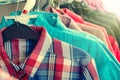 Clothes hanging on the rack in the store Royalty Free Stock Photo