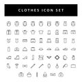 Clothes icon set with black color outline style design Royalty Free Stock Photo