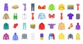 Clothes icon set, cartoon style