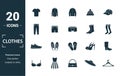 Clothes icon set. Include creative elements t-shirt, jacket, pants, socks, shoes icons. Can be used for report, presentation,