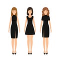Clothes icon for women. Black little dress. Collection of elegant cocktail dresses. Set of girl clothing