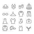Clothes icons isolated. Modern outline in trendy style on white background Royalty Free Stock Photo