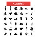 Clothes illustration, thin line icons, linear flat signs, vector symbols Royalty Free Stock Photo