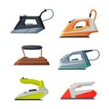 Clothes Iron as Home or Household Electric Appliance Vector Set