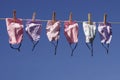 Clothes line full of face masks