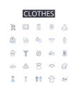 Clothes line icons collection. Attire, Garments, Apparel, Raiment, Outfit, Costume, Dressing vector and linear