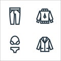 Clothes line icons. linear set. quality vector line set such as suit, bikini, sweater