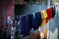 Clothes line laundry with lot of photo taken in depok jakarta indonesia Royalty Free Stock Photo