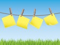 Clothes line with memo notes Royalty Free Stock Photo