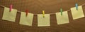 Clothes line photo hanging post note paper