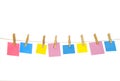 Clothes Line and Pins Holding Shapes for Text Royalty Free Stock Photo