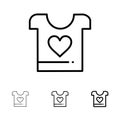Clothes, Love, Heart, Wedding Bold and thin black line icon set Royalty Free Stock Photo
