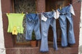 Clothes lying in a window in madeira Island