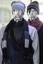 Clothes on mannequins. Design stores, advertising fashion.