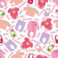 Clothes for newborn baby girl seamless pattern. Royalty Free Stock Photo