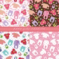 Clothes for newborn baby girl in seamless pattern set Royalty Free Stock Photo