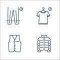 Clothes and outfit line icons. linear set. quality vector line set such as jacket, vest, fitting room Royalty Free Stock Photo