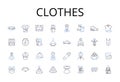 Clothes line icons collection. Attire, Garments, Apparel, Raiment, Outfit, Costume, Dressing vector and linear