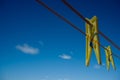 Clothes peg and blue sky background. Royalty Free Stock Photo