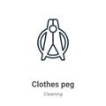 Clothes peg outline vector icon. Thin line black clothes peg icon, flat vector simple element illustration from editable cleaning Royalty Free Stock Photo