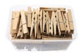 Clothes Pegs in Box Royalty Free Stock Photo