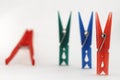 Clothes pegs in different colors Royalty Free Stock Photo