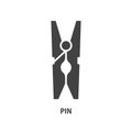 Clothes pin glyph icon. Laundry symbol