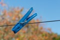 Clothes pin on a washing line Royalty Free Stock Photo