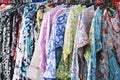 Clothes rack with boho hippie style floral pattern women`s fashion